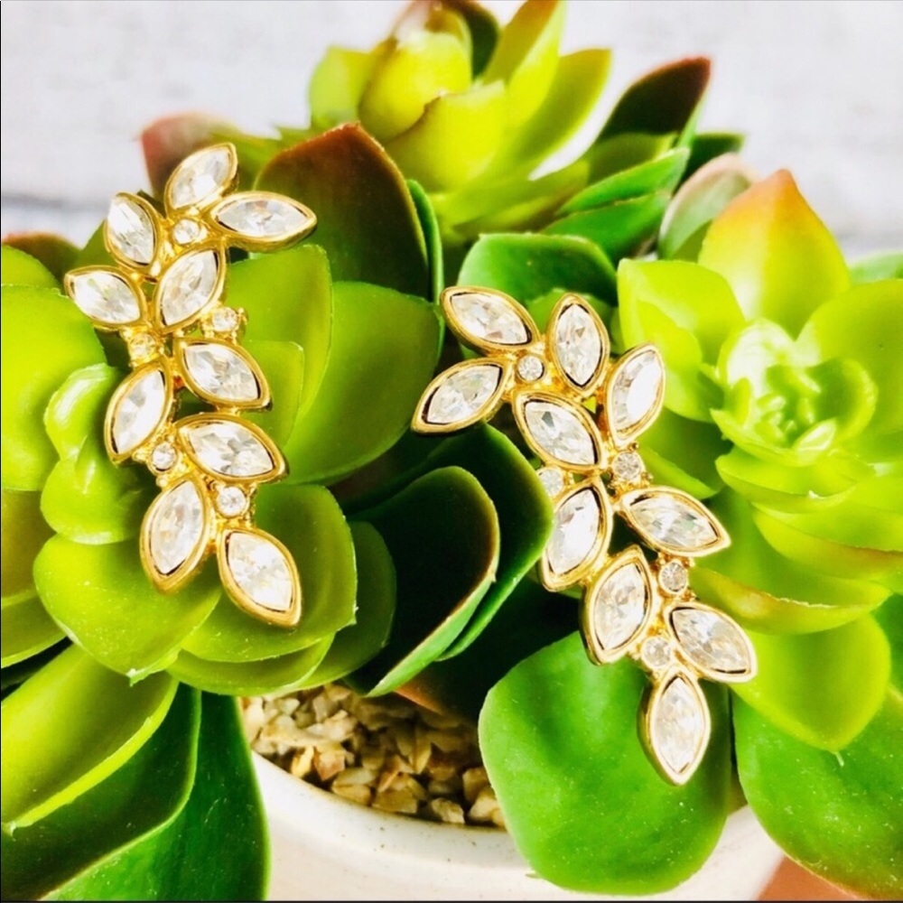 Nordstrom Gold Rhinestone Statement Earrings NEW